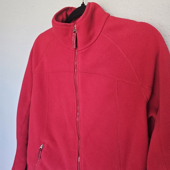 Lands End Polartec Fleece Jacket Womens Large 14/16 Winter Cozy‎ Warm Ski Red - Picture 3 of 10